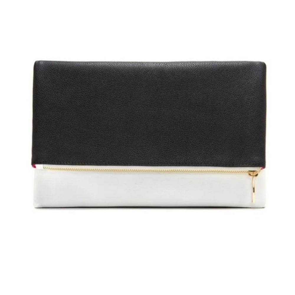 Lulu Dharma White and Black Clutch with Color-Block Design